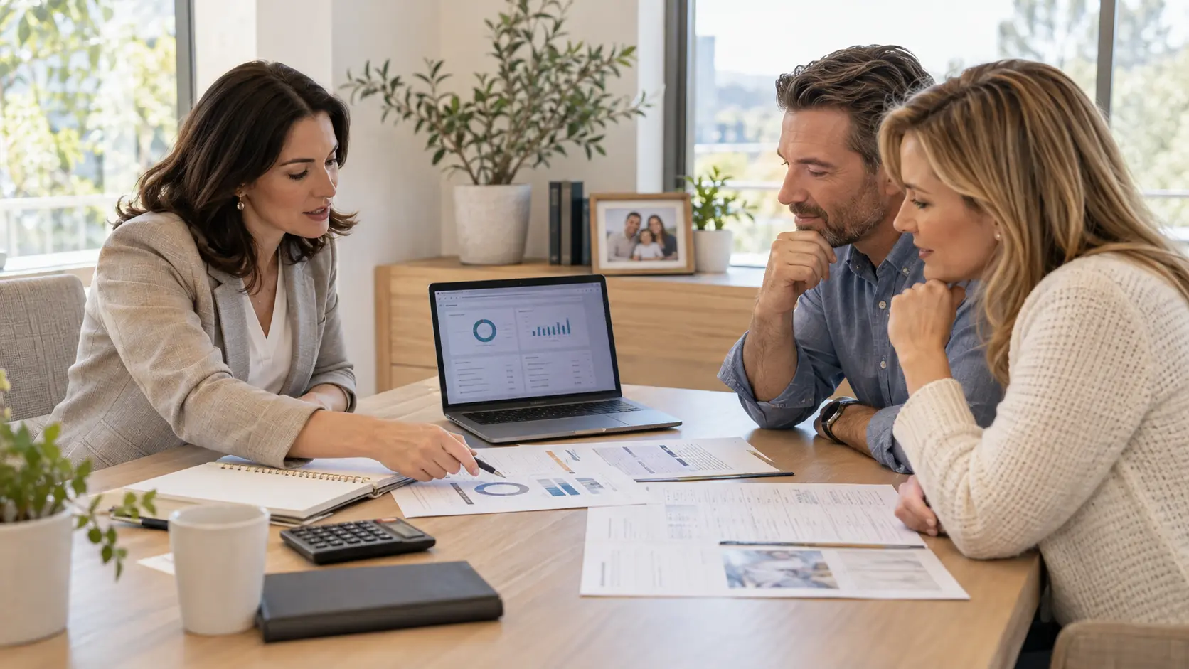 Financial advisor discussing household relationships and shared financial accounts with a married couple
